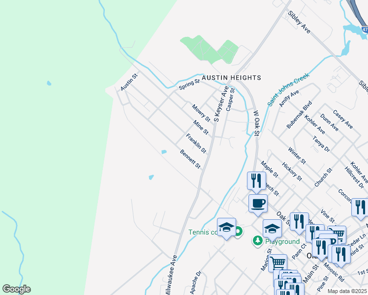 map of restaurants, bars, coffee shops, grocery stores, and more near 1166 Gaylord Street in Old Forge
