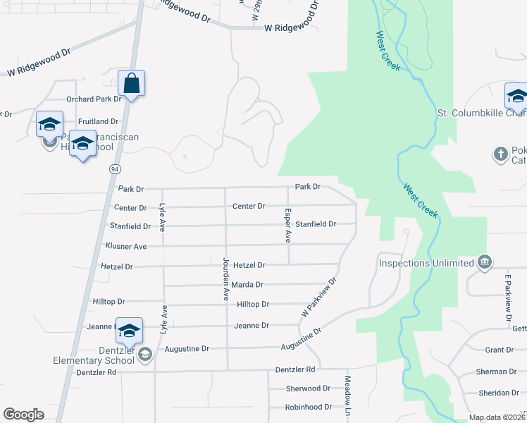 map of restaurants, bars, coffee shops, grocery stores, and more near 2907 Park Drive in Parma