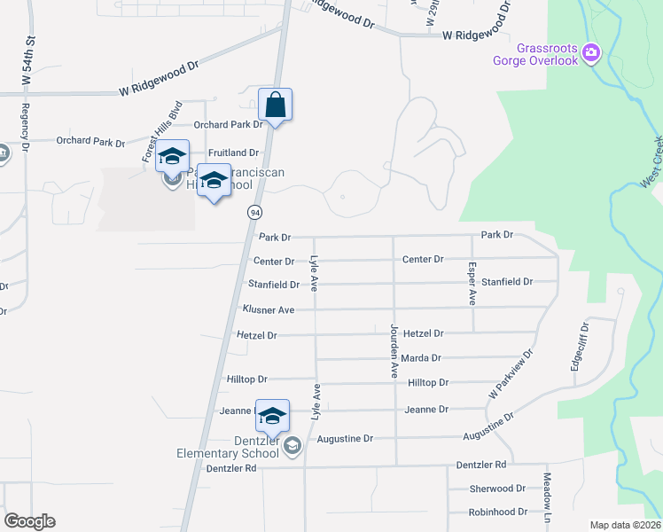 map of restaurants, bars, coffee shops, grocery stores, and more near 3331 Park Drive in Parma