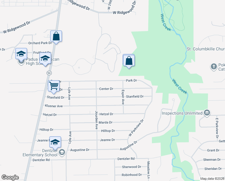 map of restaurants, bars, coffee shops, grocery stores, and more near 2907 Park Drive in Parma