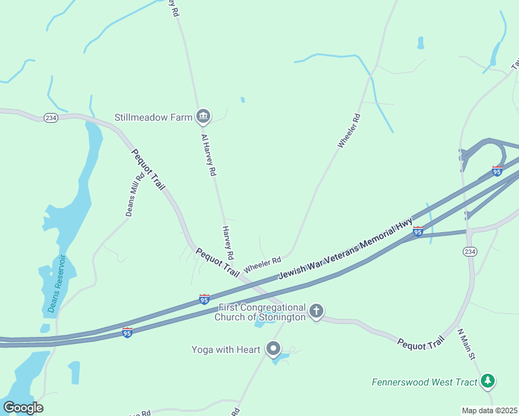 map of restaurants, bars, coffee shops, grocery stores, and more near 36 Al Harvey Road in Stonington