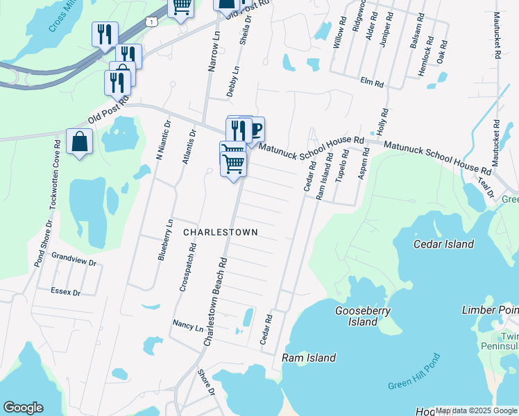 map of restaurants, bars, coffee shops, grocery stores, and more near 19 Burnham Street in Charlestown