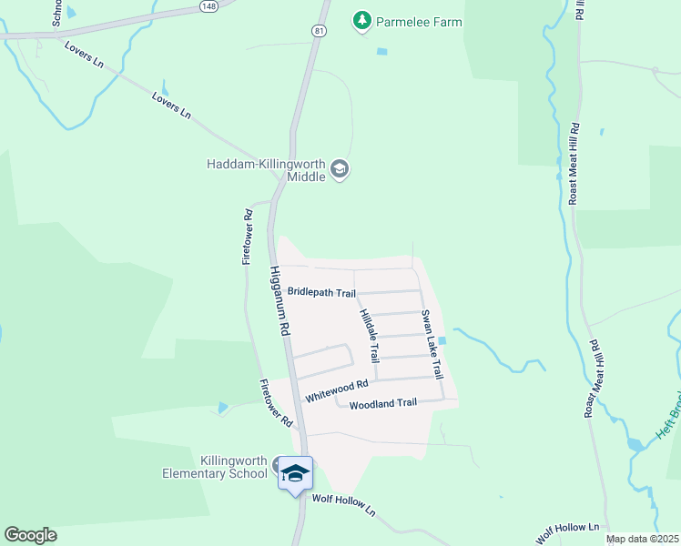 map of restaurants, bars, coffee shops, grocery stores, and more near 45 Boulder Trail in Killingworth