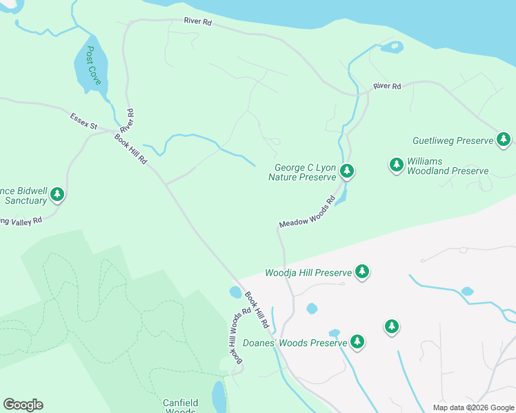 map of restaurants, bars, coffee shops, grocery stores, and more near 46 Meadow Woods Road in Deep River