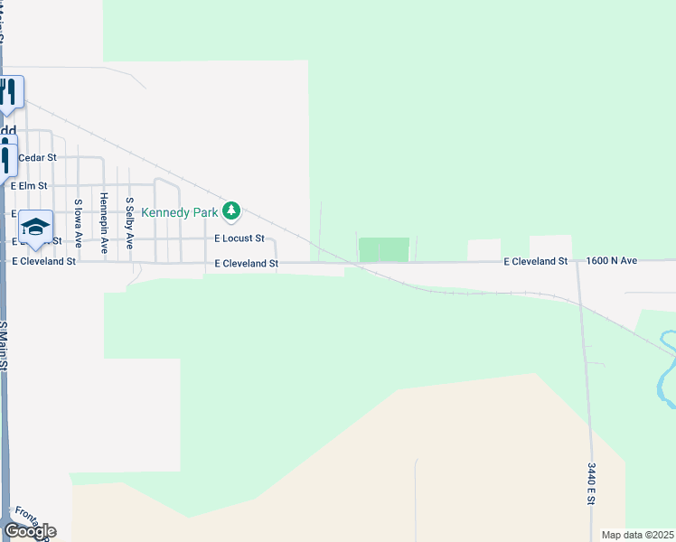 map of restaurants, bars, coffee shops, grocery stores, and more near 1021 East Cleveland Street in Ladd