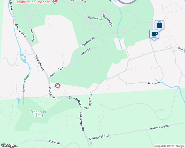 map of restaurants, bars, coffee shops, grocery stores, and more near 77 Old Ridgebury Road in Danbury
