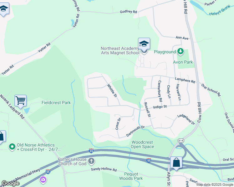 map of restaurants, bars, coffee shops, grocery stores, and more near 37 Whittle Street in Groton