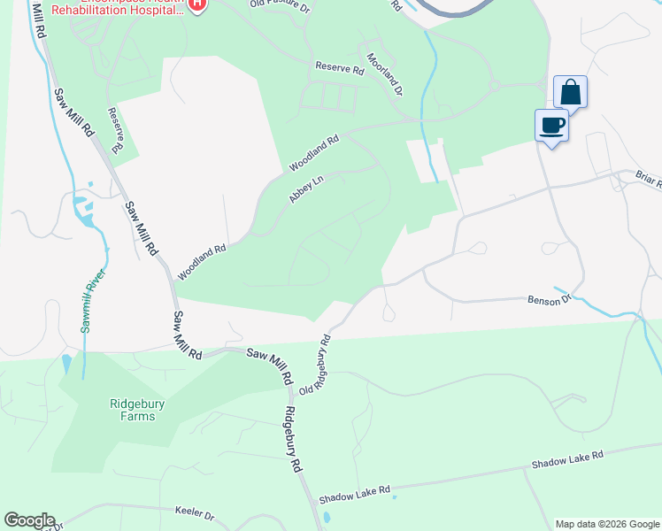 map of restaurants, bars, coffee shops, grocery stores, and more near 77 Old Ridgebury Road in Danbury