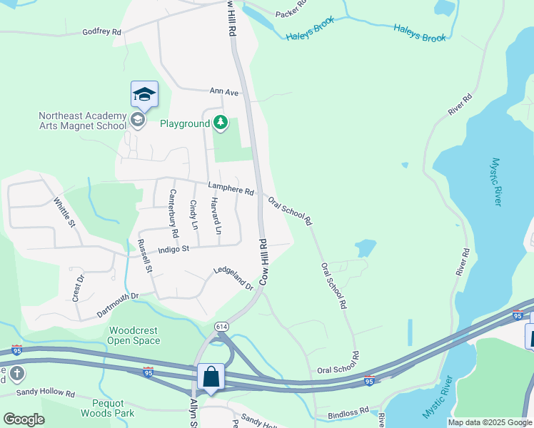 map of restaurants, bars, coffee shops, grocery stores, and more near 366 Cow Hill Road in Groton
