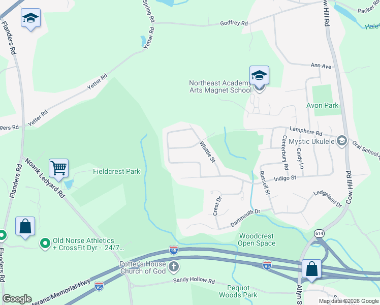 map of restaurants, bars, coffee shops, grocery stores, and more near 28 Meadow Street in Groton