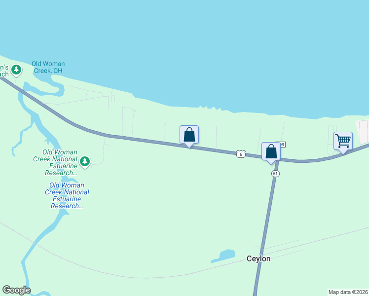 map of restaurants, bars, coffee shops, grocery stores, and more near 2902 Cleveland Road East in Huron