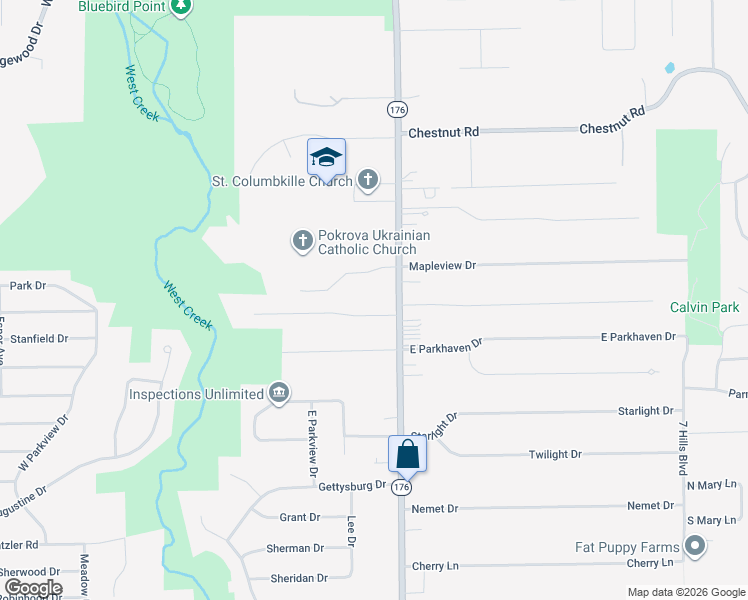 map of restaurants, bars, coffee shops, grocery stores, and more near 6852 Broadview Road in Parma