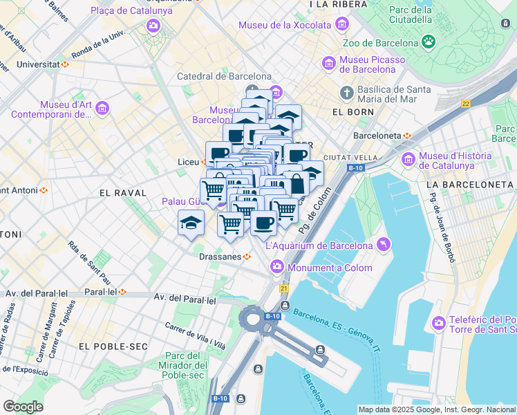 map of restaurants, bars, coffee shops, grocery stores, and more near 5 Passatge dels Escudellers in Barcelona