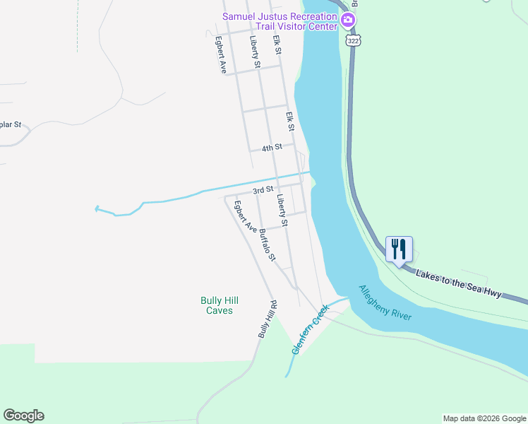 map of restaurants, bars, coffee shops, grocery stores, and more near 222 Buffalo Street in Franklin