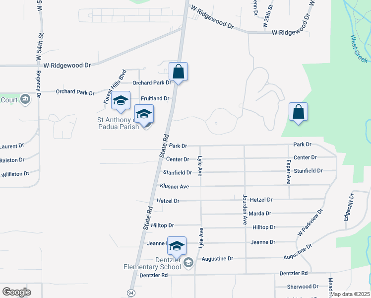 map of restaurants, bars, coffee shops, grocery stores, and more near 3663 Park Drive in Parma