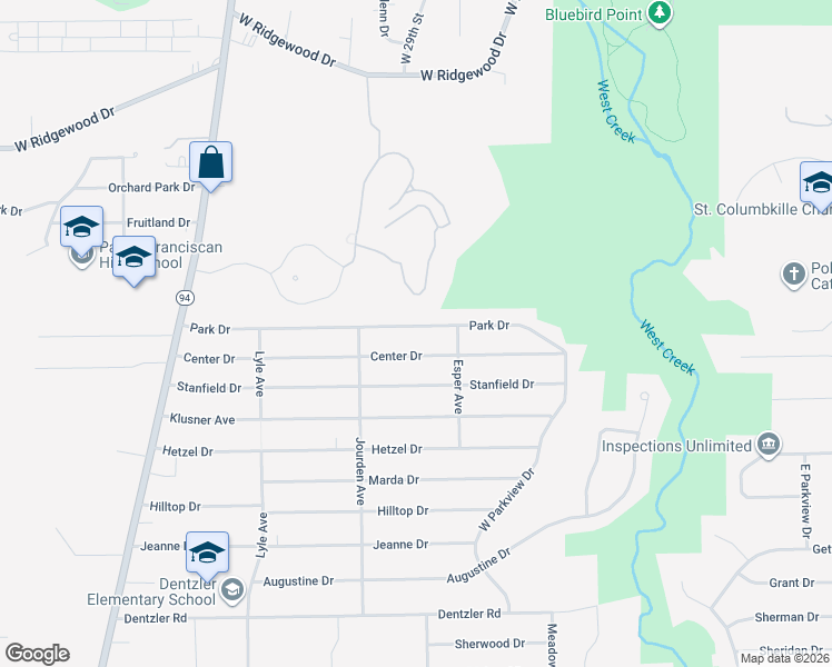 map of restaurants, bars, coffee shops, grocery stores, and more near 2907 Park Drive in Parma