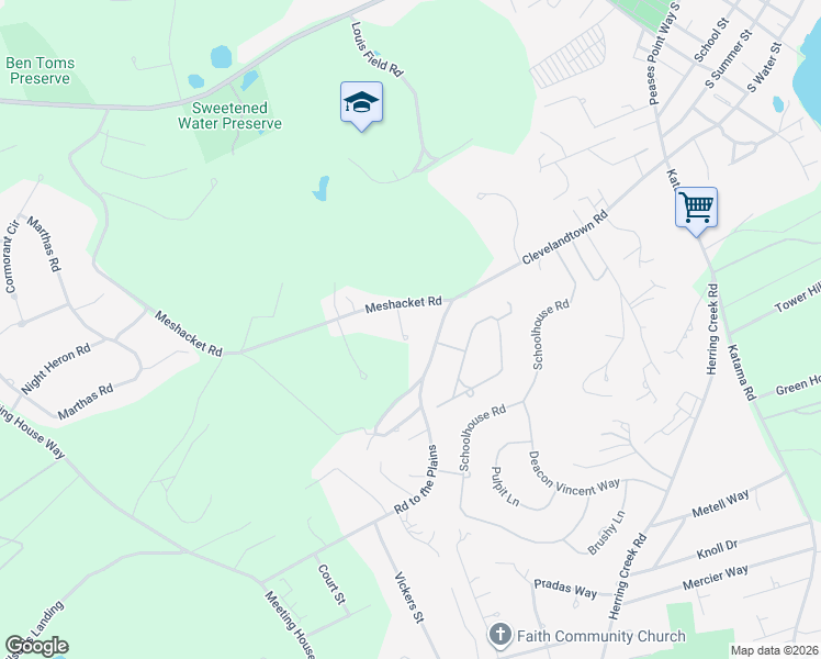 map of restaurants, bars, coffee shops, grocery stores, and more near 9 Road to the Plains in Edgartown