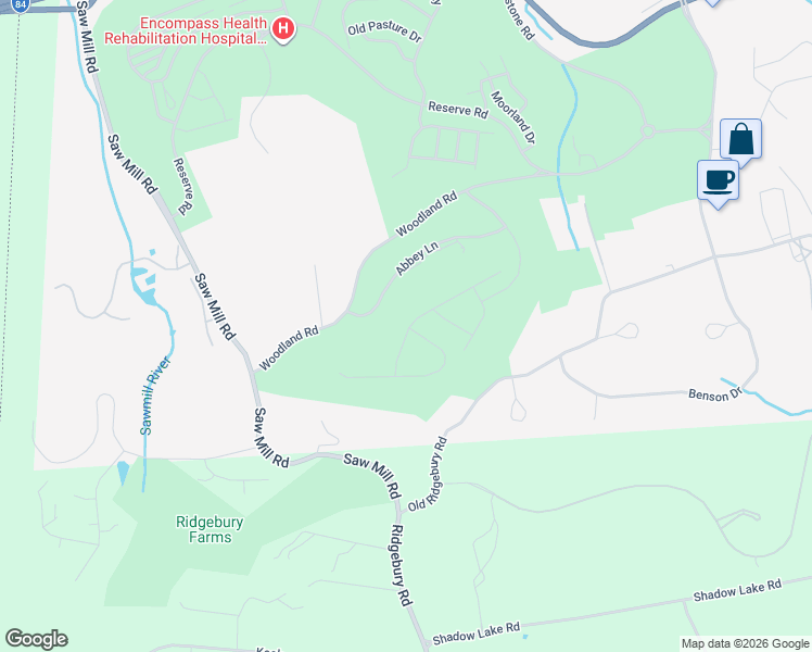 map of restaurants, bars, coffee shops, grocery stores, and more near 77 Old Ridgebury Road in Danbury