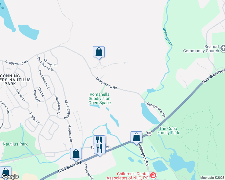map of restaurants, bars, coffee shops, grocery stores, and more near 843 Gungywamp Road in Groton