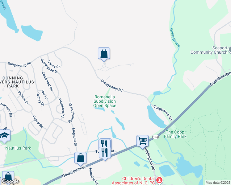 map of restaurants, bars, coffee shops, grocery stores, and more near 841 Gungywamp Road in Groton