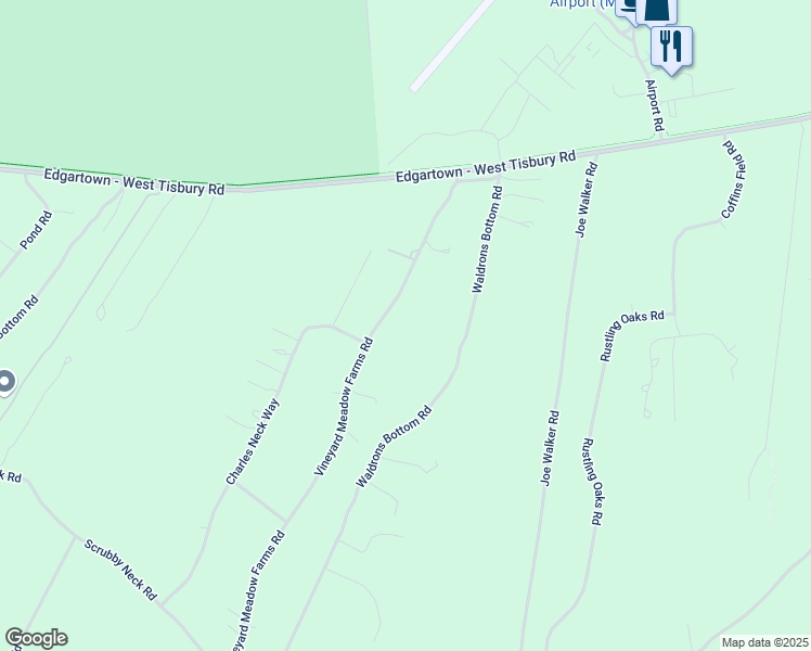 map of restaurants, bars, coffee shops, grocery stores, and more near 72 Vineyard Meadows Farm Road in West Tisbury