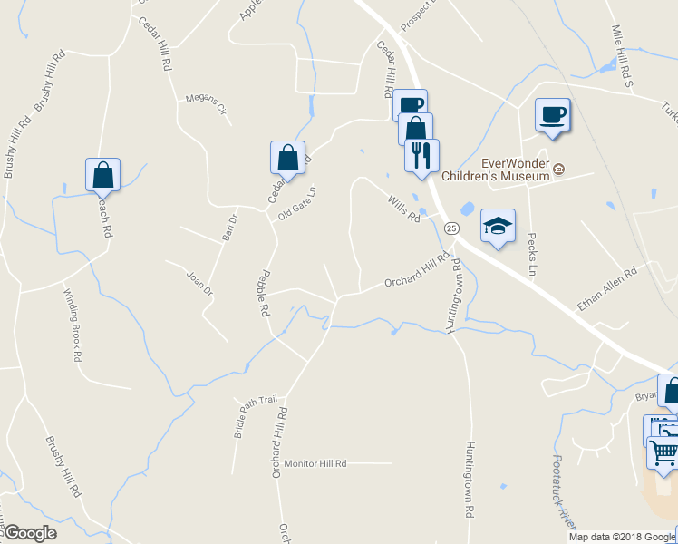 map of restaurants, bars, coffee shops, grocery stores, and more near 4 Shamrock Lane in Newtown
