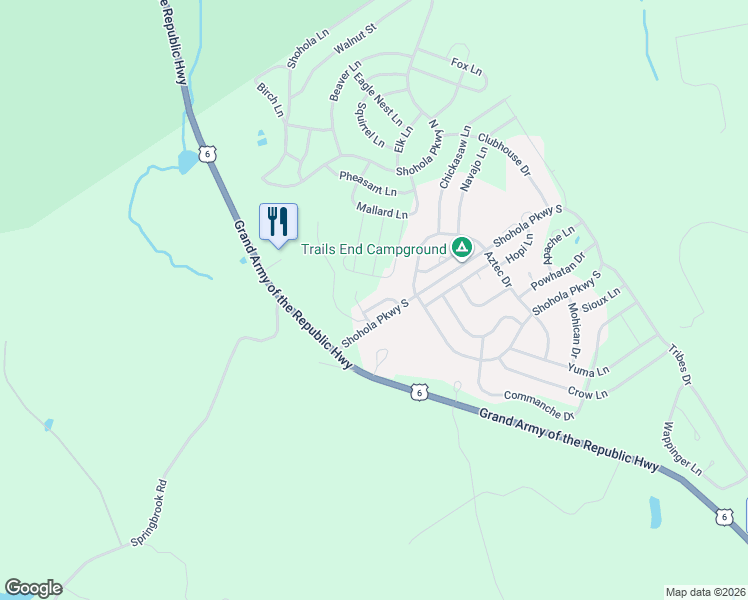 map of restaurants, bars, coffee shops, grocery stores, and more near 1940-1966 Cardinal Lane in Shohola