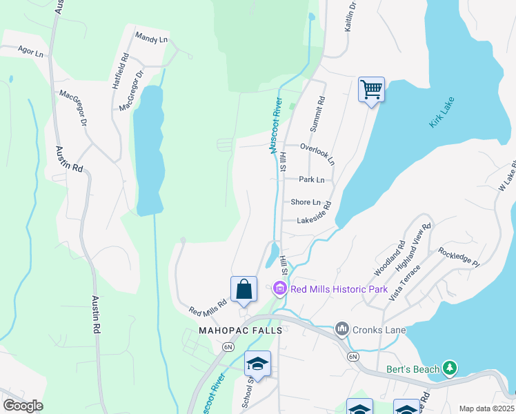 map of restaurants, bars, coffee shops, grocery stores, and more near 64 Hamlin Road in Mahopac