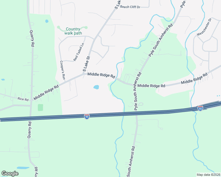 map of restaurants, bars, coffee shops, grocery stores, and more near 47525 Middle Ridge Road in Amherst