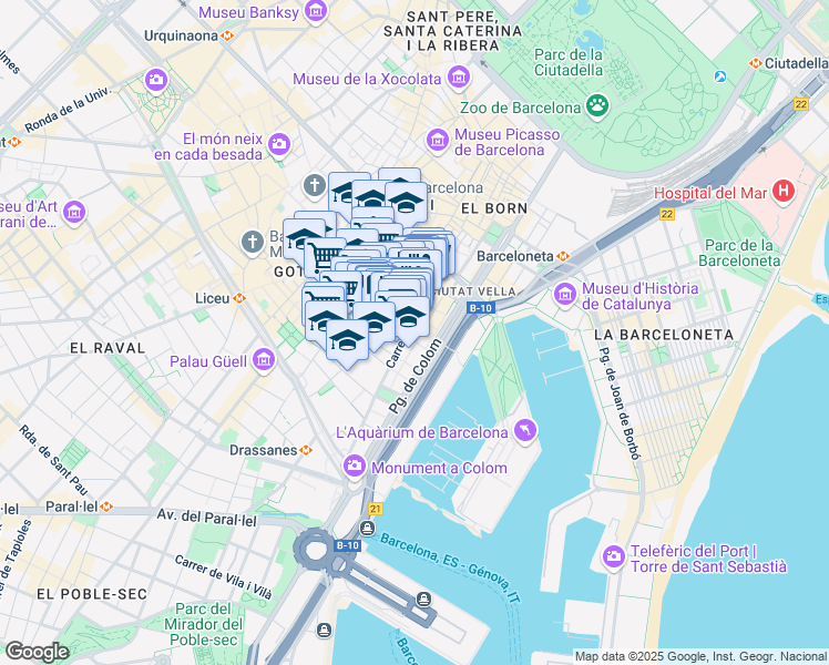 map of restaurants, bars, coffee shops, grocery stores, and more near 24 Carrer Ample in Barcelona