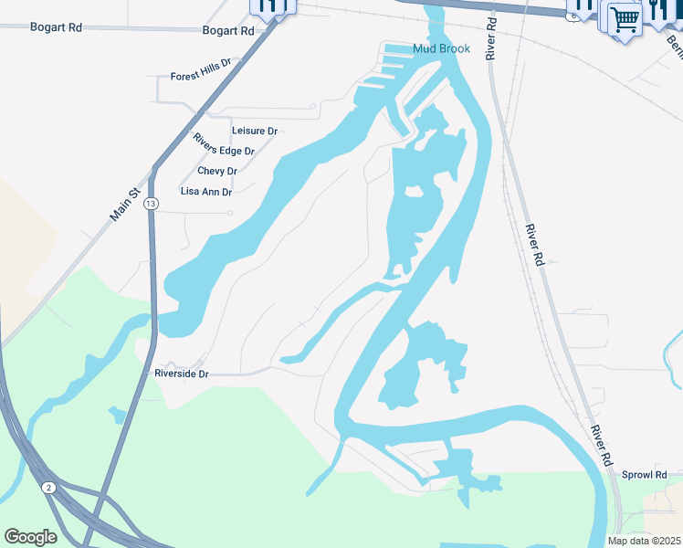 map of restaurants, bars, coffee shops, grocery stores, and more near 1129 Laguna Drive in Huron