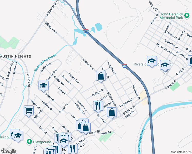 map of restaurants, bars, coffee shops, grocery stores, and more near 650 Sibley Avenue in Taylor