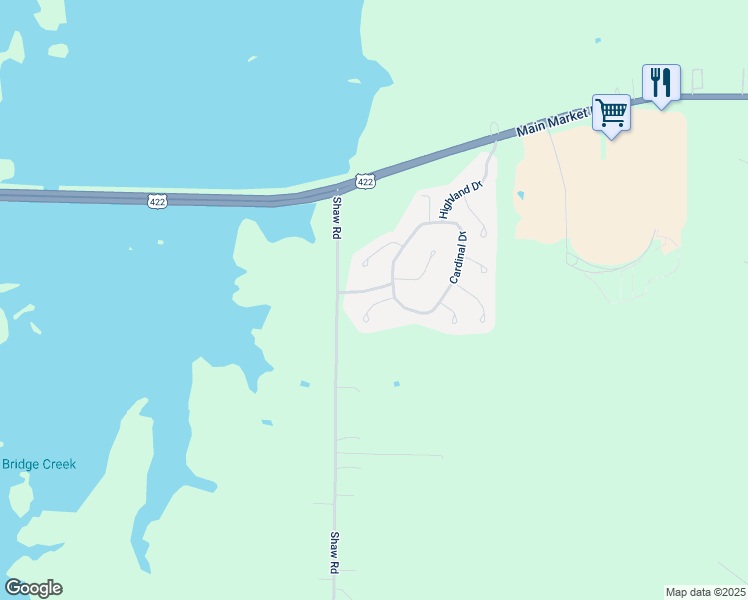 map of restaurants, bars, coffee shops, grocery stores, and more near 50 Tracy Lane in Hiram