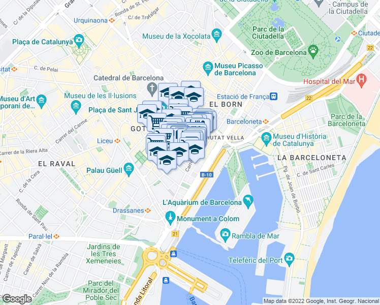 map of restaurants, bars, coffee shops, grocery stores, and more near 4 Carrer d'en Gignàs in Barcelona