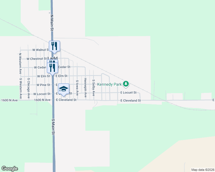 map of restaurants, bars, coffee shops, grocery stores, and more near 705 East Pine Street in Ladd