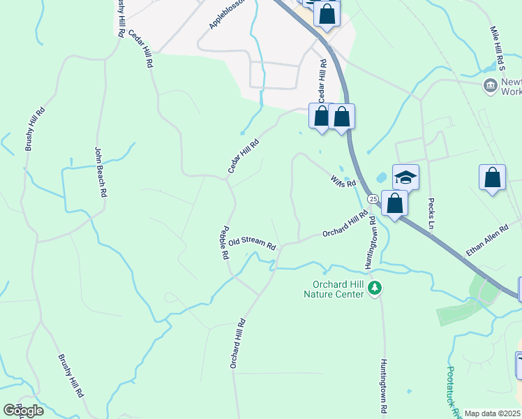 map of restaurants, bars, coffee shops, grocery stores, and more near 8 Shamrock Lane in Newtown