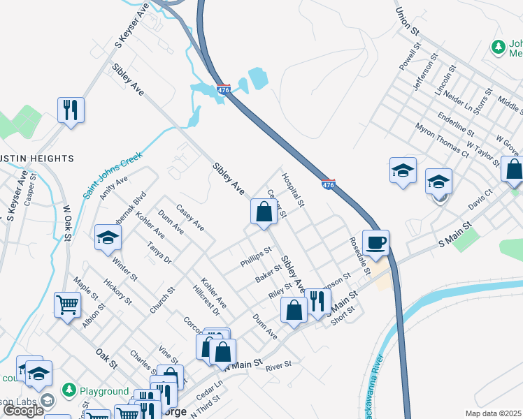 map of restaurants, bars, coffee shops, grocery stores, and more near 650 Sibley Avenue in Taylor