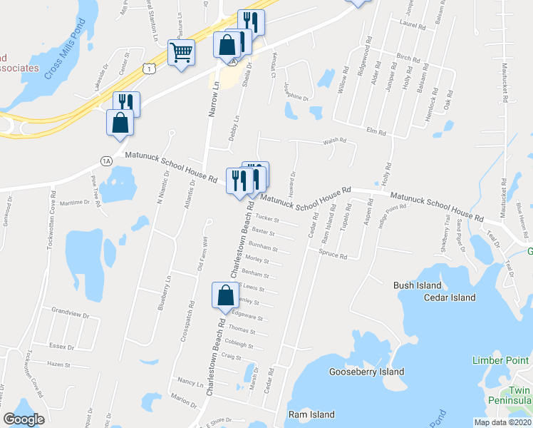 map of restaurants, bars, coffee shops, grocery stores, and more near 22 Tucker Street in Charlestown