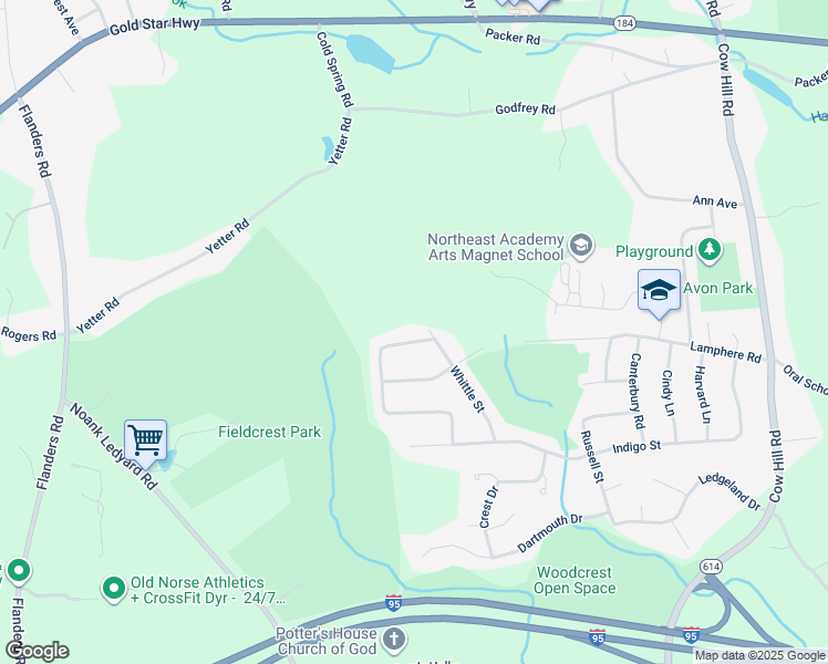 map of restaurants, bars, coffee shops, grocery stores, and more near 124 Whittle Street in Groton
