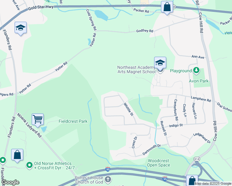 map of restaurants, bars, coffee shops, grocery stores, and more near 124 Whittle Street in Groton