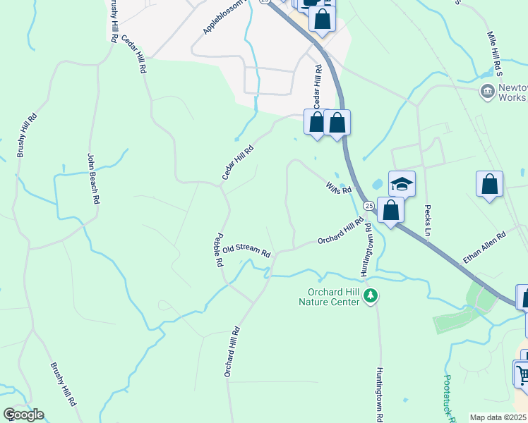 map of restaurants, bars, coffee shops, grocery stores, and more near 8 Shamrock Lane in Newtown