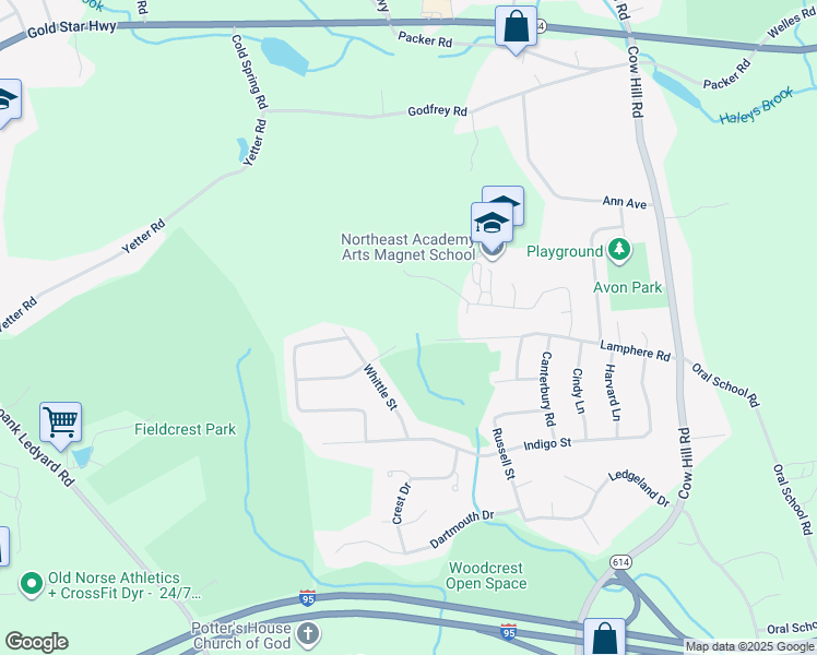 map of restaurants, bars, coffee shops, grocery stores, and more near 261 Lamphere Road in Groton