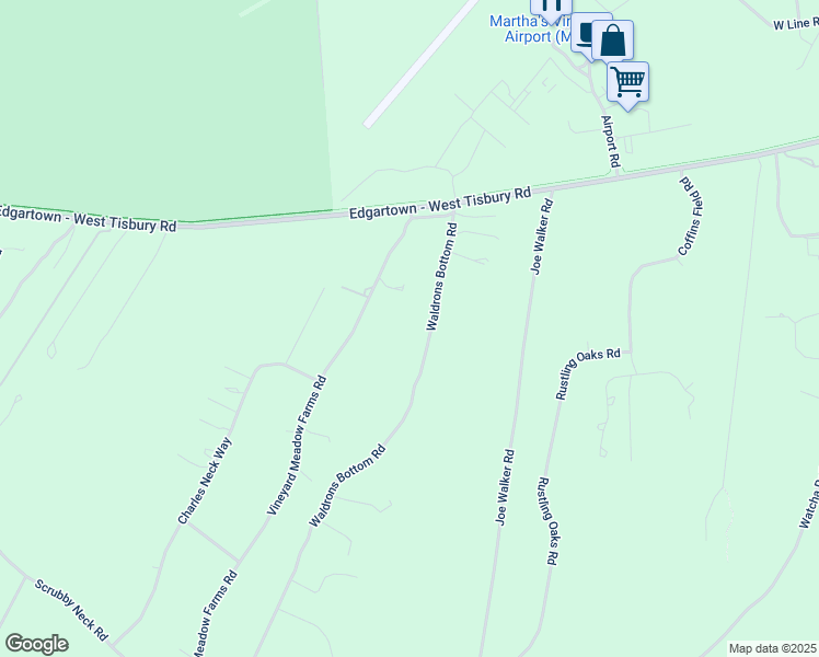 map of restaurants, bars, coffee shops, grocery stores, and more near 59 Waldrons Bottom Road in West Tisbury