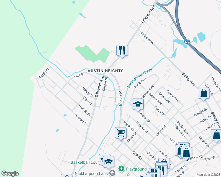 map of restaurants, bars, coffee shops, grocery stores, and more near 886 Disimome Drive in Old Forge