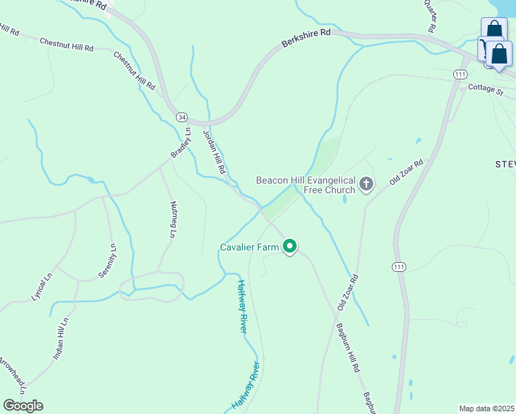 map of restaurants, bars, coffee shops, grocery stores, and more near 129 Jordan Hill Road in Newtown