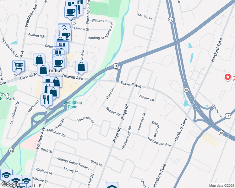 map of restaurants, bars, coffee shops, grocery stores, and more near 19 Norway Road in North Haven