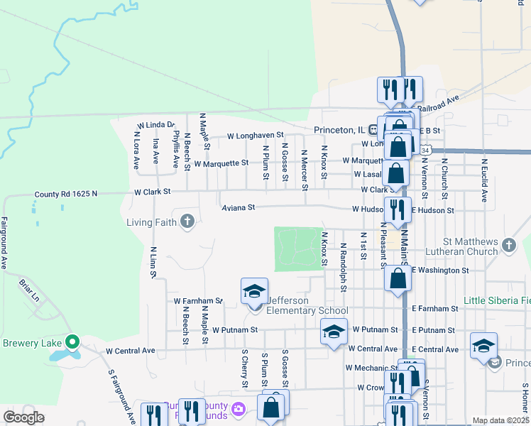 map of restaurants, bars, coffee shops, grocery stores, and more near 703 West Hudson Street in Princeton