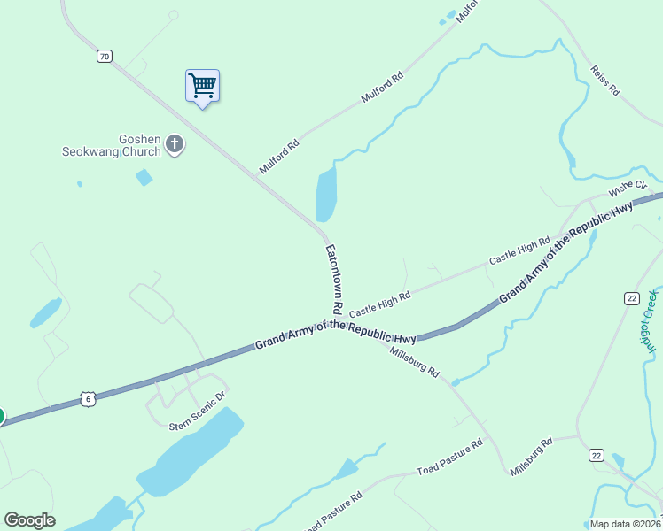 map of restaurants, bars, coffee shops, grocery stores, and more near 26 County Road 70 in Middletown