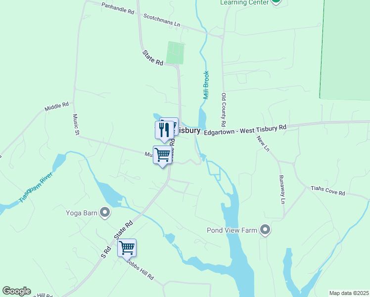 map of restaurants, bars, coffee shops, grocery stores, and more near 1042 State Road in West Tisbury