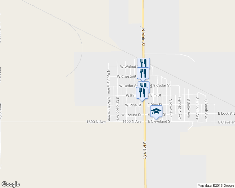 map of restaurants, bars, coffee shops, grocery stores, and more near 116 North Chicago Avenue in Ladd